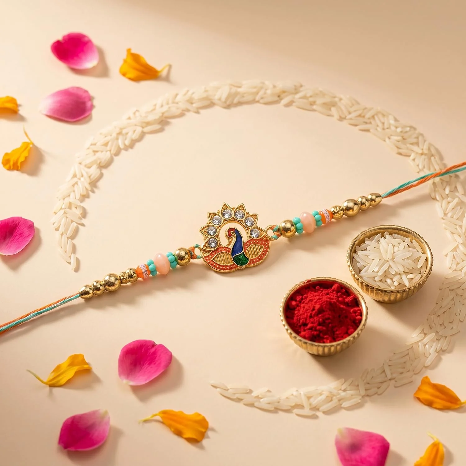 Rakhi with Chocolate for Brother (Set of 7) – Peacock Om Kids Raksha Bandhan Combo - Image 6