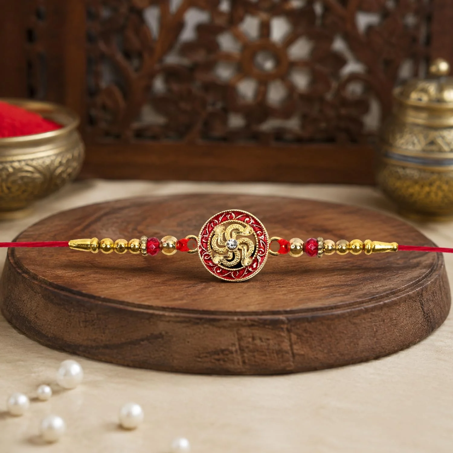 Rakhi with Chocolate for Brother (Set of 7) – Swastik Evil Eye Raksha Gift Combo - Image 8