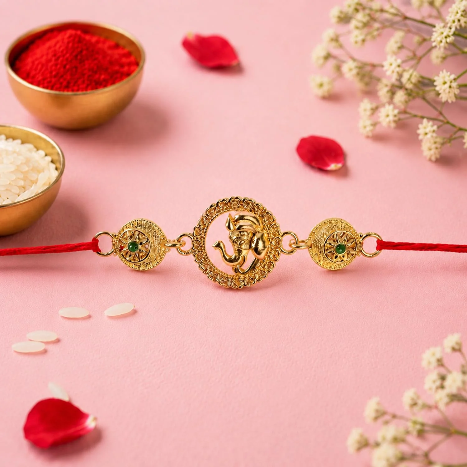 Rakhi with Chocolate for Brother (Set of 7) – Swastik Ganu Round Raksha Gift Combo - Image 9
