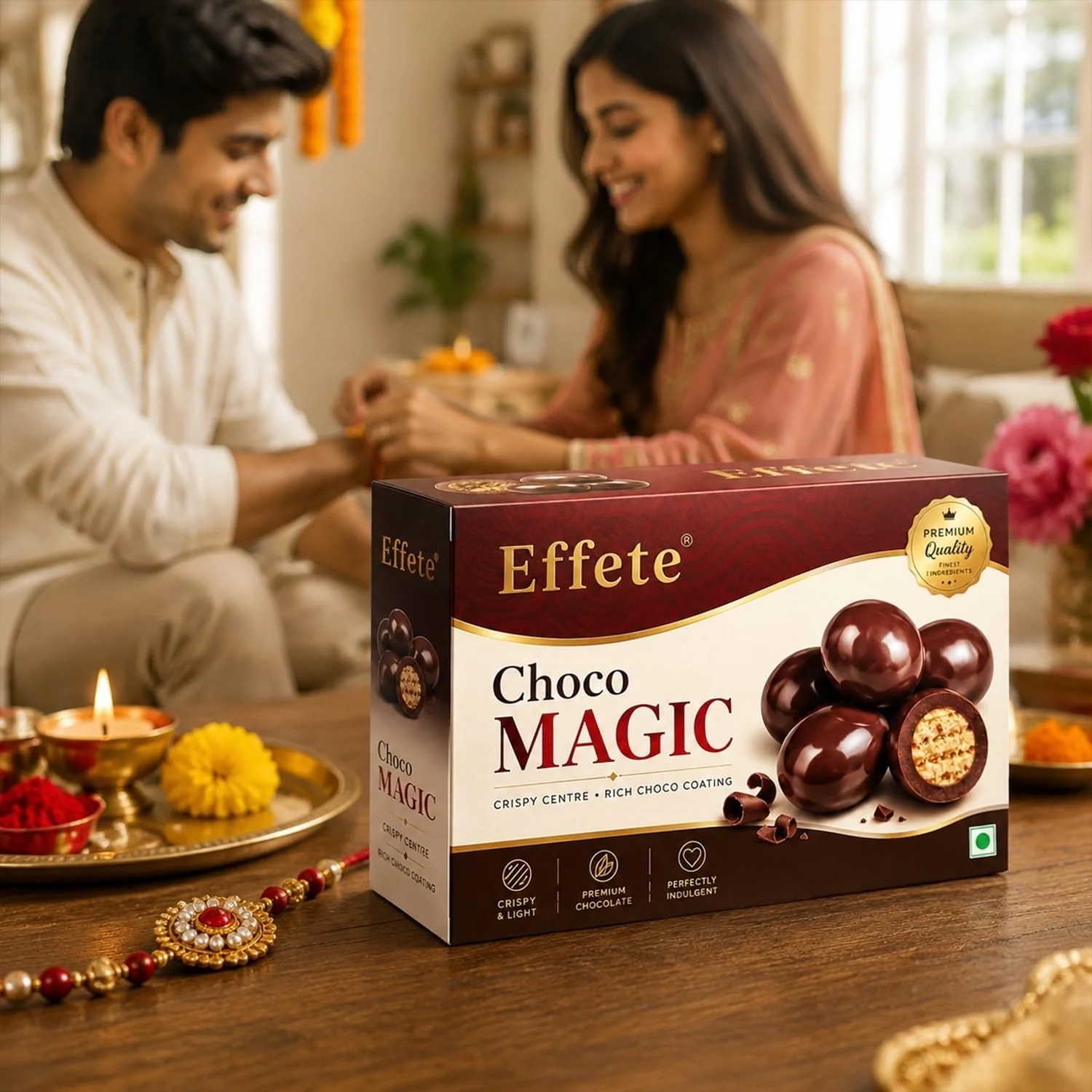 Rakhi with Chocolate for Brother (Set of 7) – Golden Color Big Bro Food Gift Combo - Image 3