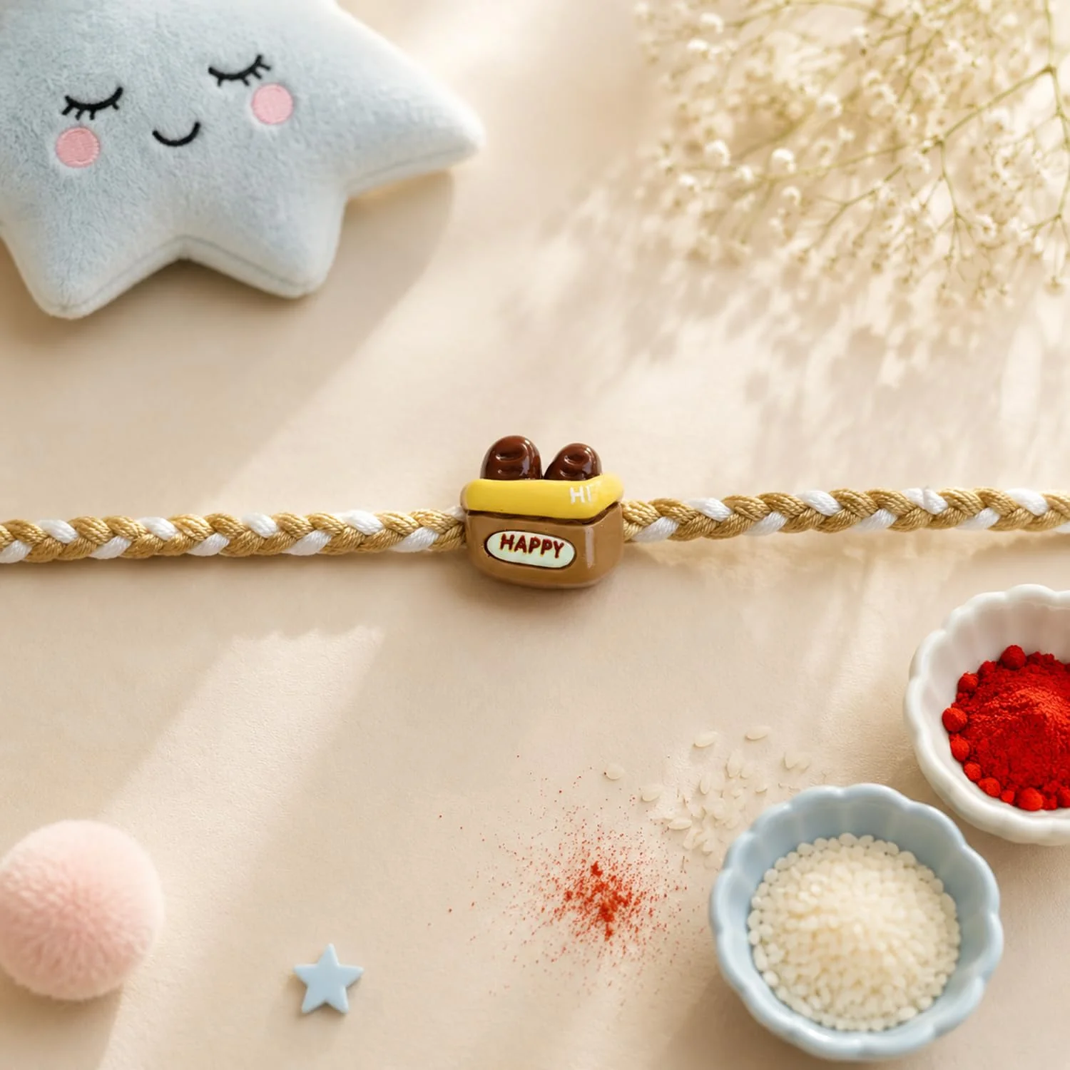 Rakhi with Chocolate for Brother (Set of 7) – Golden Color Big Bro Food Gift Combo - Image 6