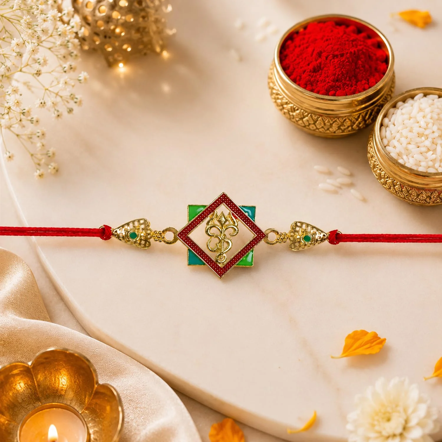 Rakhi with Chocolate for Brother (Set of 7) – Ice Cream Om Square Shape Gift Combo - Image 6