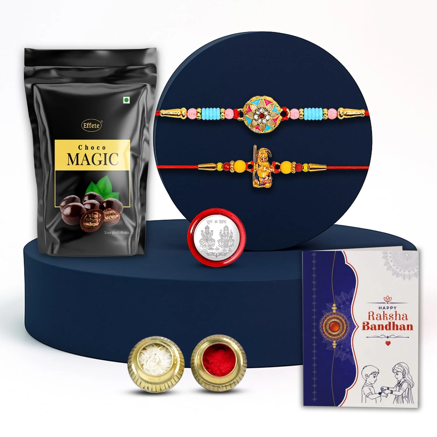 Sweet Celebration Rakhi with Chocolate for Brother – Raksha Bandhan Combo (Pack of 6) - Image 2