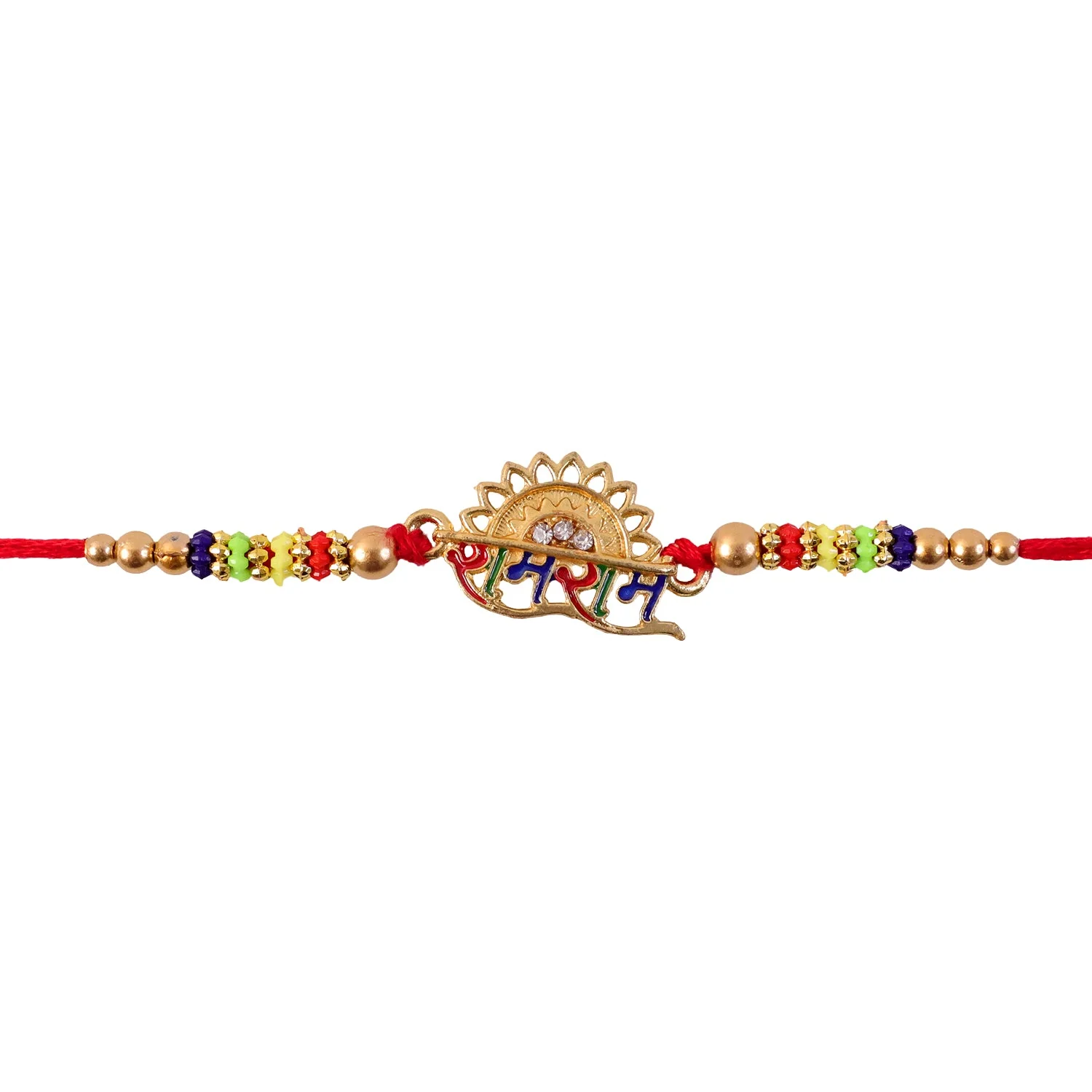 Ram Ram Text Premium Designer Beaded Rakhi for Brother - Image 5