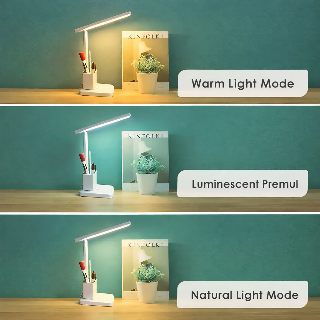 LED Desk Lamp – Rechargeable Foldable Study Table Light with Pen Stand - Image 3