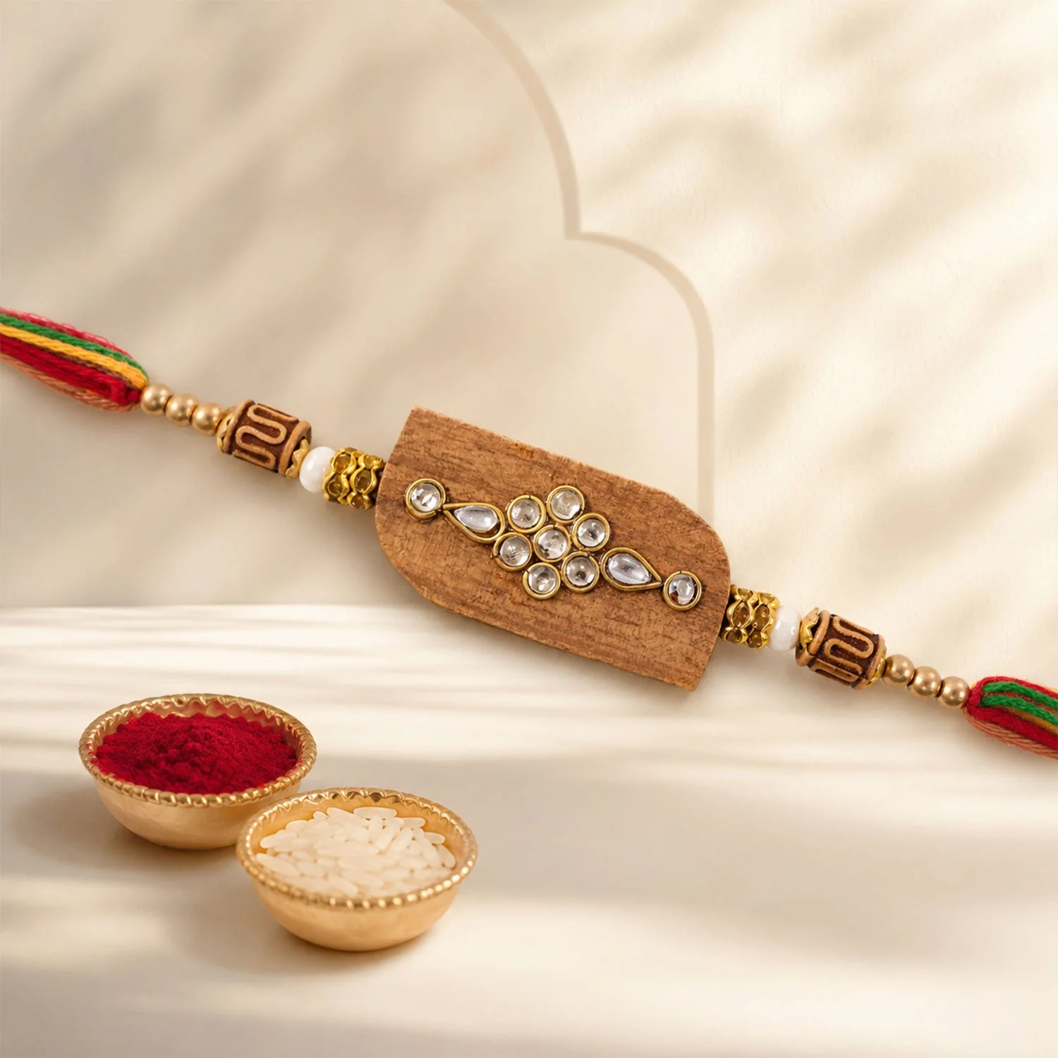 Rectangle Stone Studded Premium Designer Rakhi for Brother - Image 4
