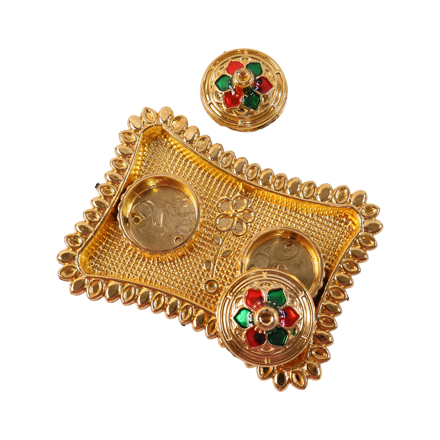 Kumkum Holder – Elegant Meenakari Floral Design for Pooja - Image 5