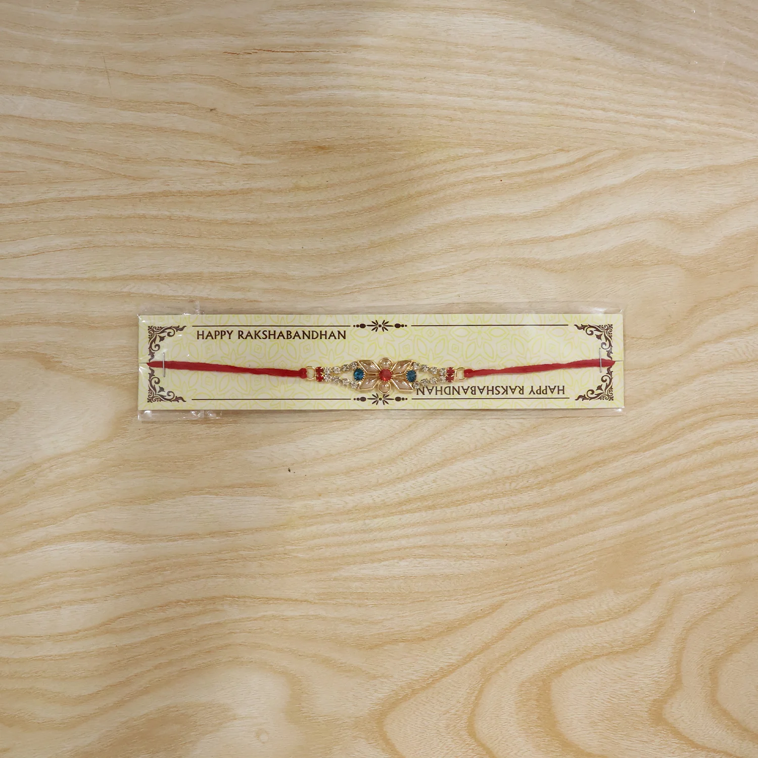 Red White Floral Rakhi, Elegant Traditional Festive Design - Image 6
