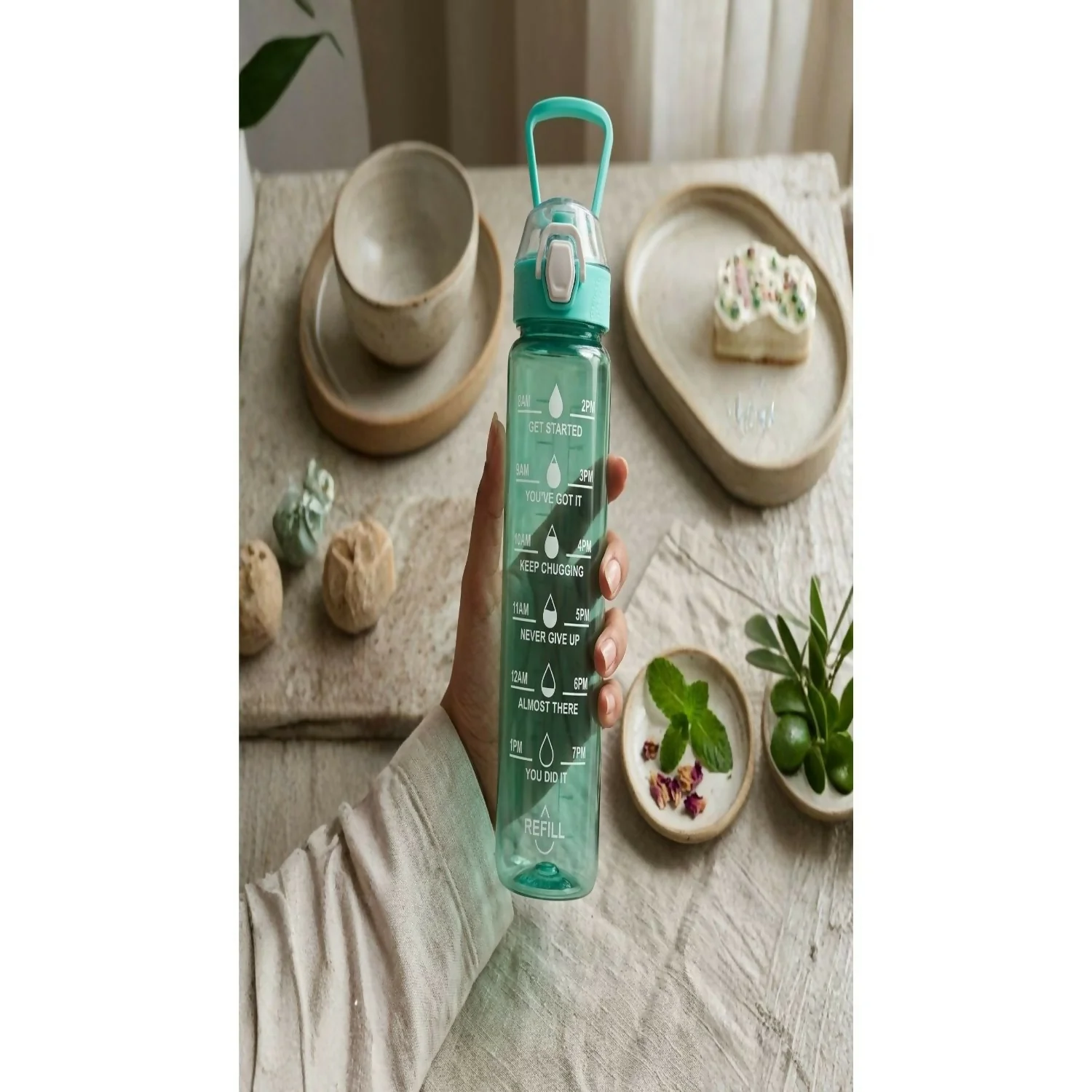 Water Refill Bottle – 1L Capacity with Time Marker & Leakproof Lid - Image 4