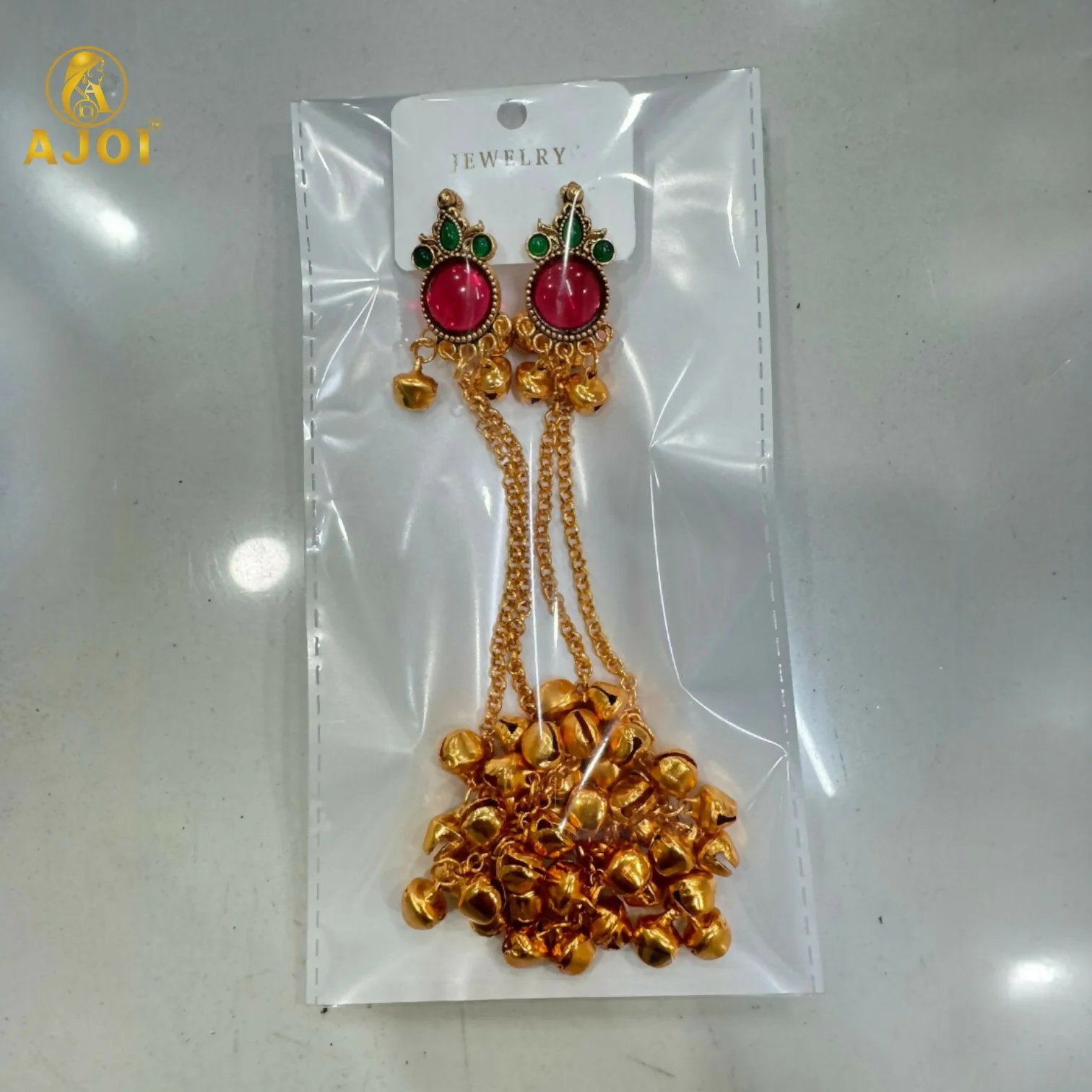 Kashmiri Ghunghroo Earrings – Regal Pink Chip Danglers - Image 8