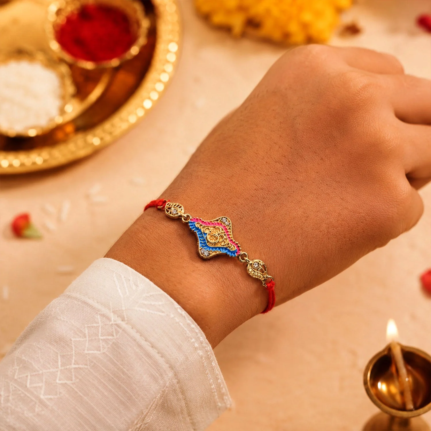 Religious Om Symbol Premium Designer Rakhi for Brother - Image 3