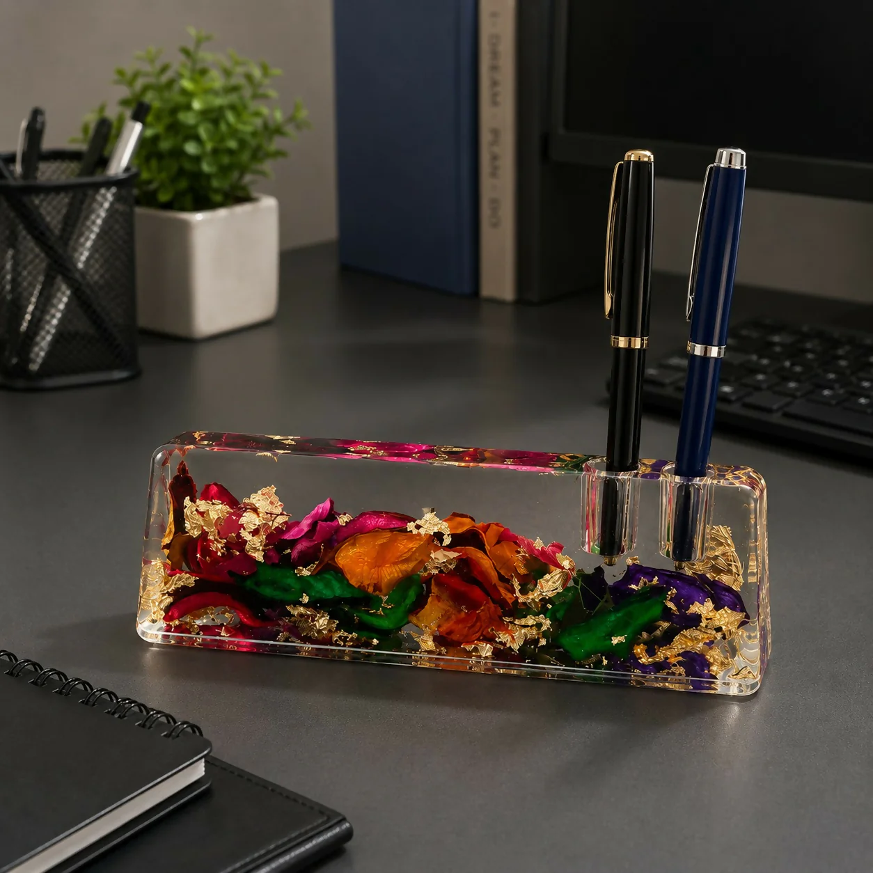 Resin Floral Paper Weight – Decorative Office Desk Organizer - Image 2