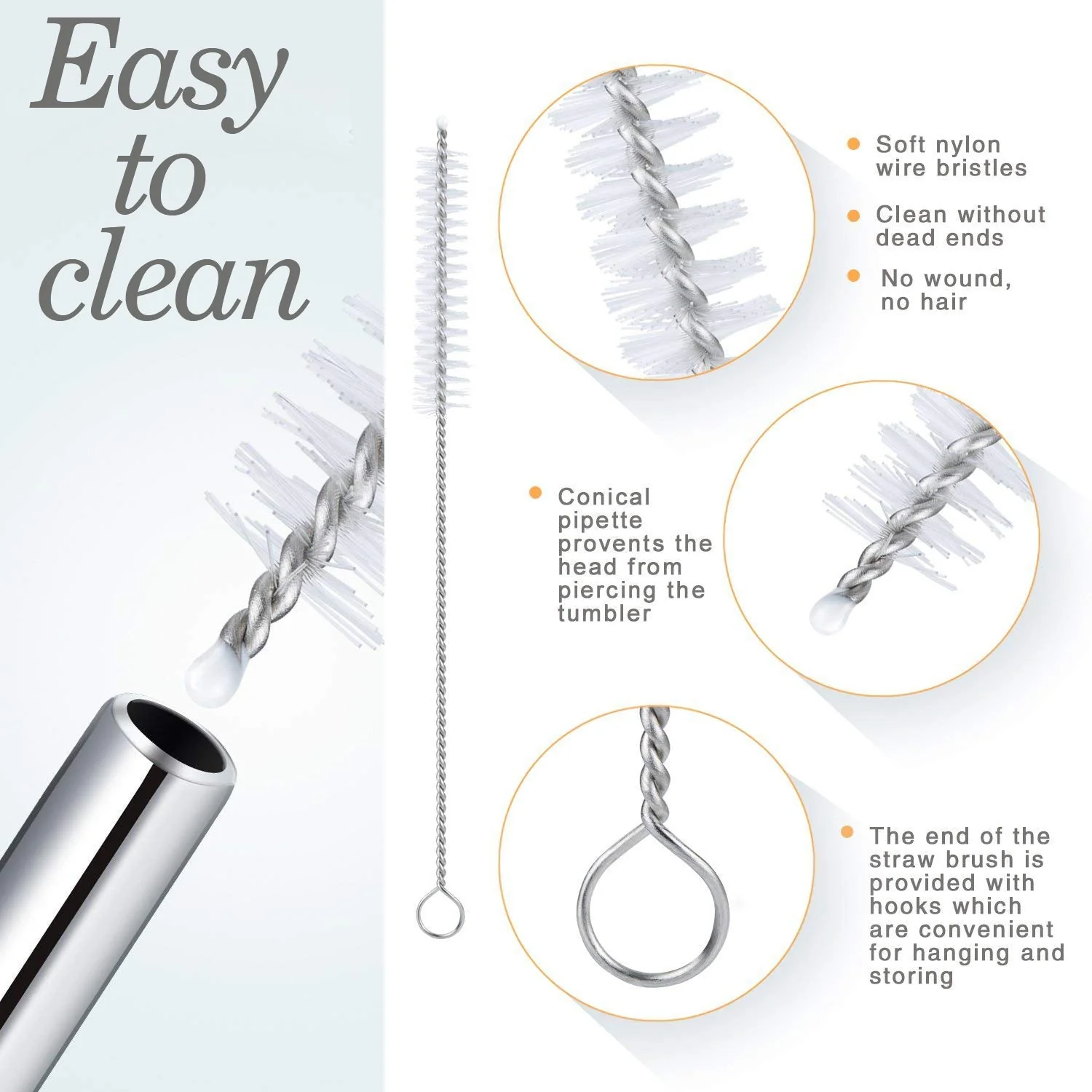 Stainless Steel Straws – Reusable Bent Set with Brush | Siplix - Image 3