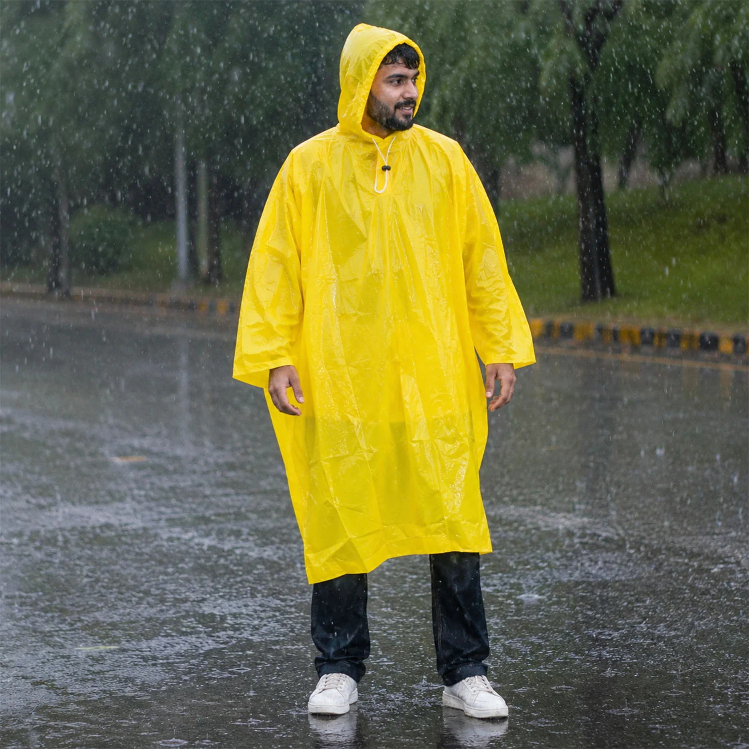 Reusable Waterproof Raincoat – Hooded Long Yellow Rain Poncho - Image 7