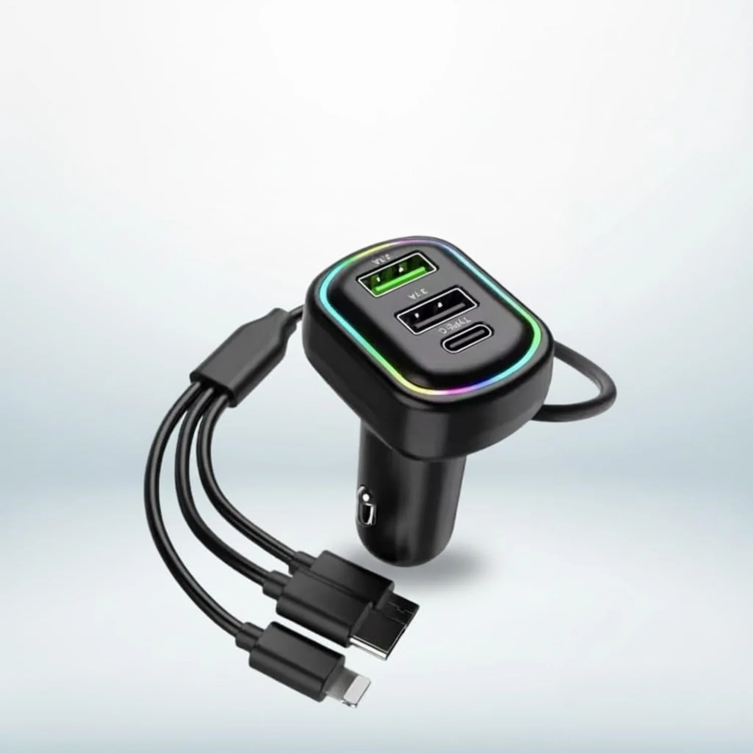 RGB Breathing Light Car USB Charger – Multi Port Fast Charging - Image 7