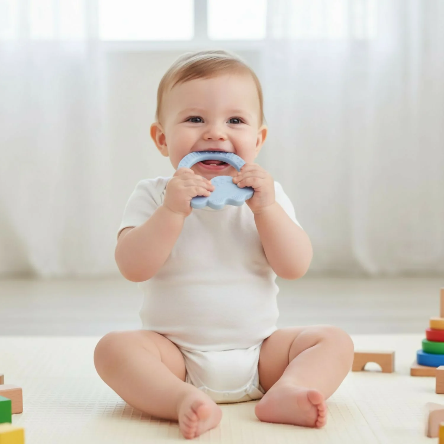 Rhino Shaped Baby Teether – Soothing Silicone Grip Toy