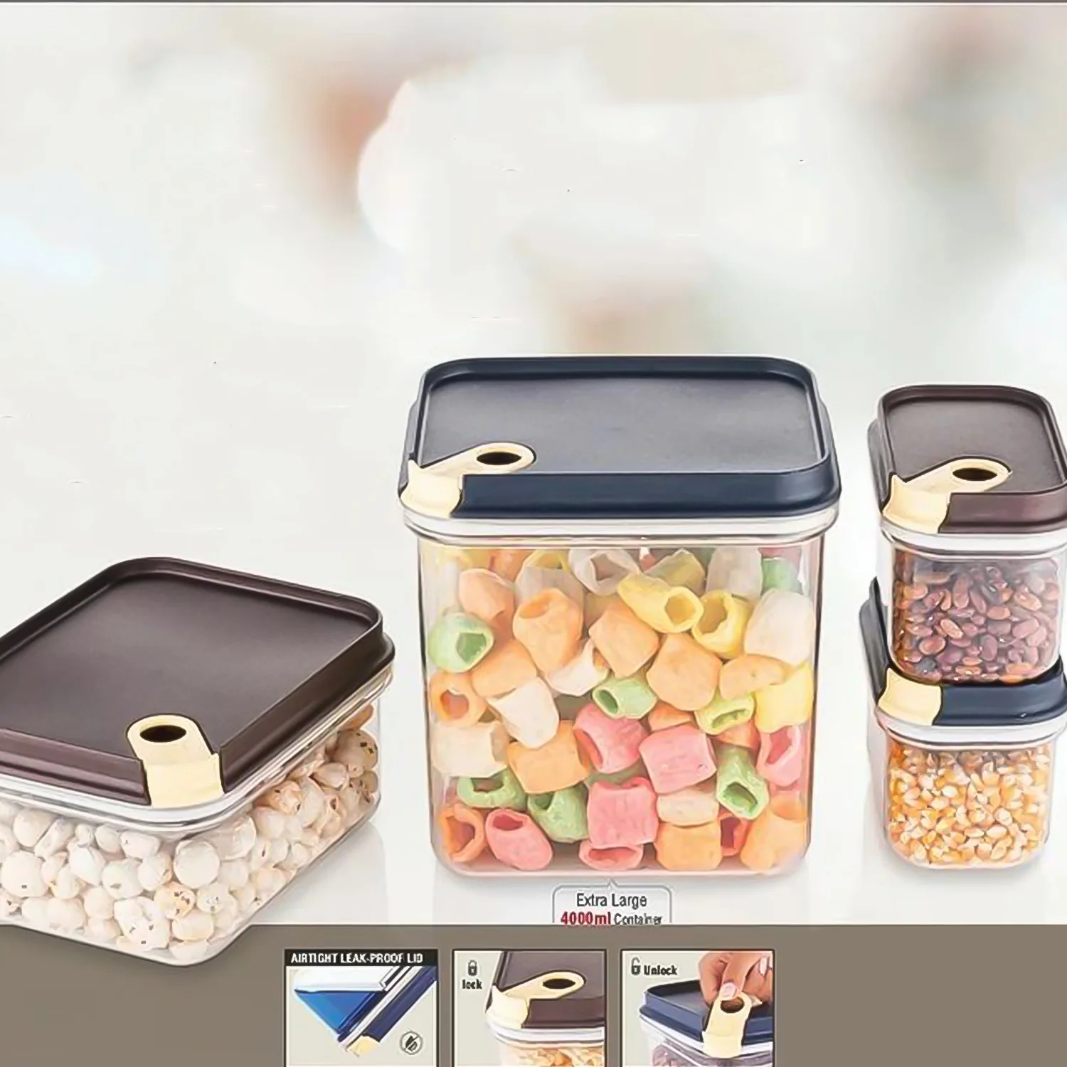 Airtight Food Storage Container Set – 4 Pc Vacuum Seal Jars - Image 4