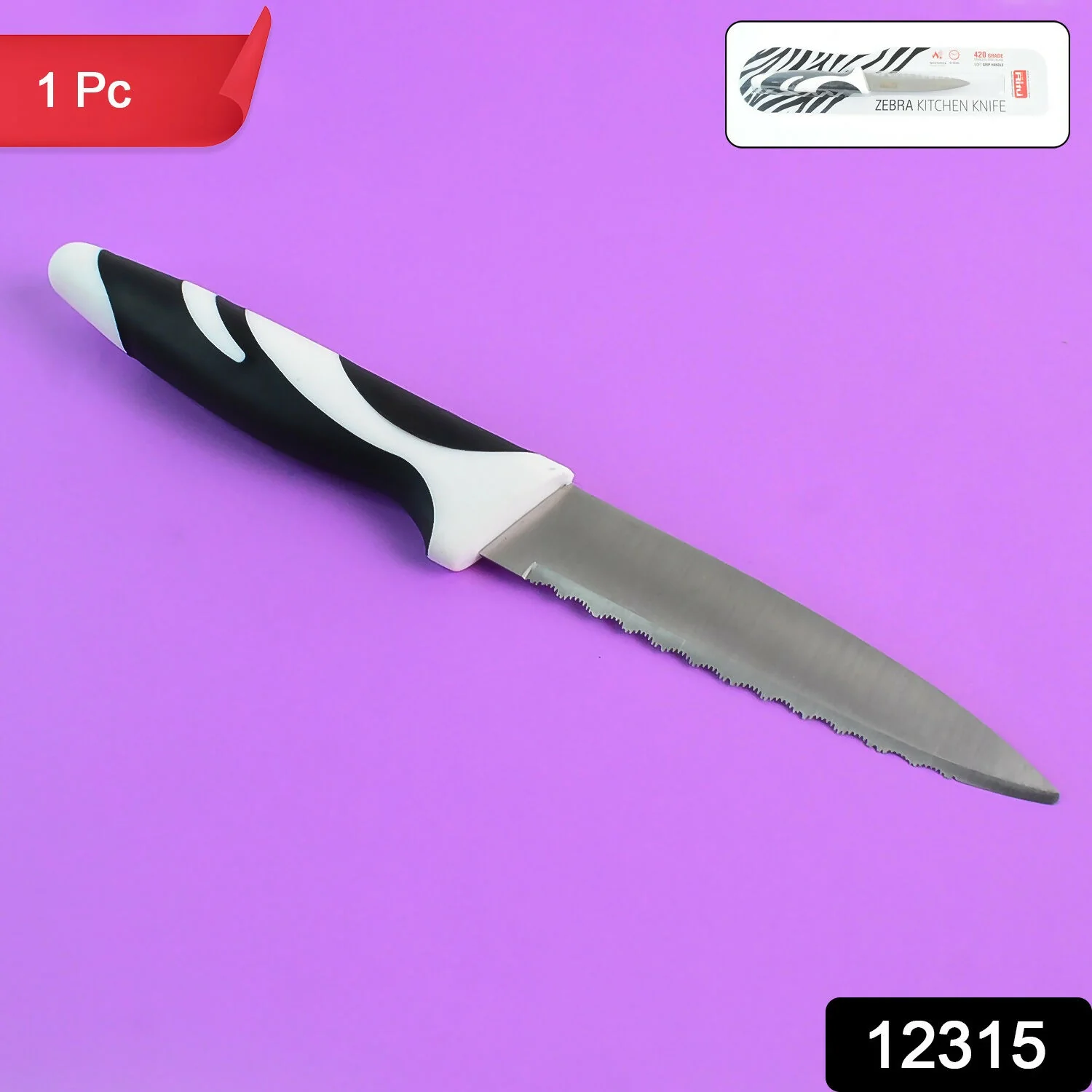 Ritu Stainless Steel Serrated Blade Zebra Kitchen Knife (1 Pc) - Image 7