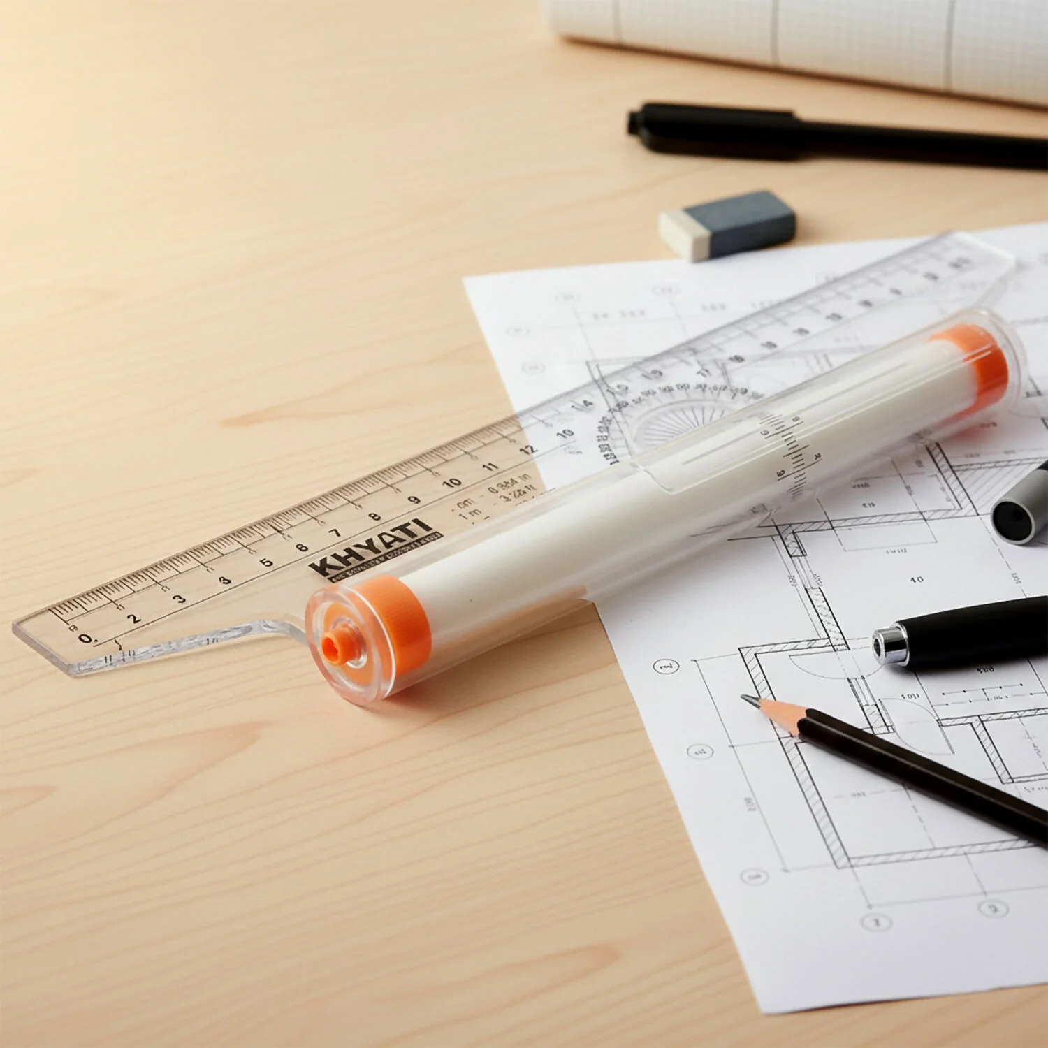 Precision Ruler 30cm – Smooth Drawing with Rolling Guide - Image 2