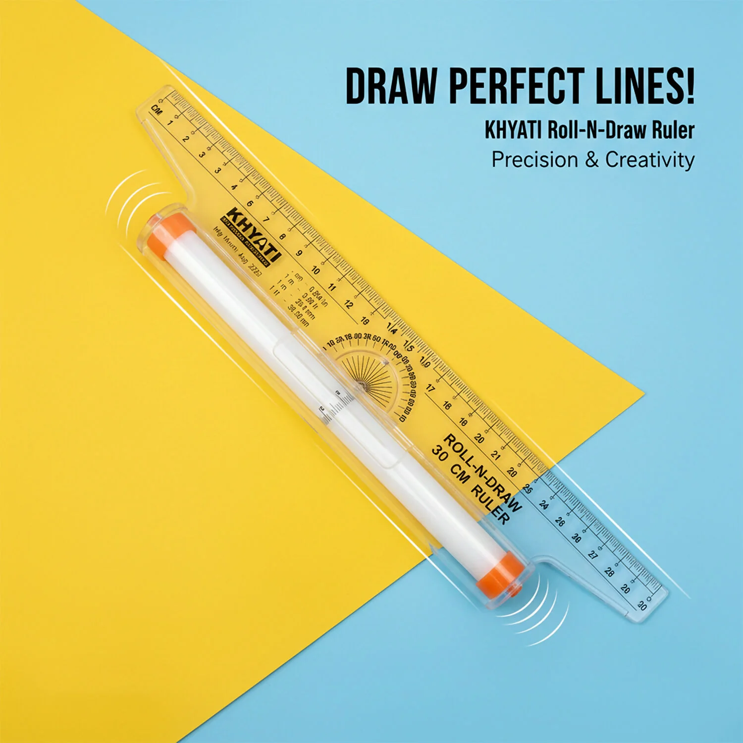 Precision Ruler 30cm – Smooth Drawing with Rolling Guide - Image 3