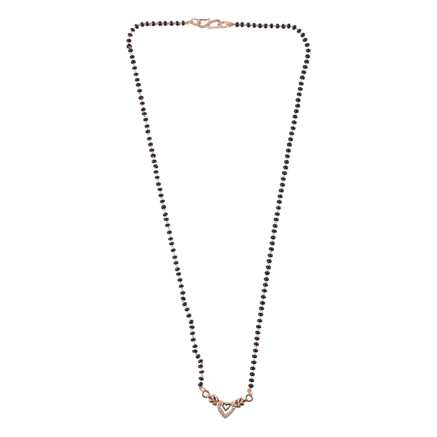 Mangalsutra with Heart & Wheat Leaf Pendant – Elegant & Modern Design - Image 5