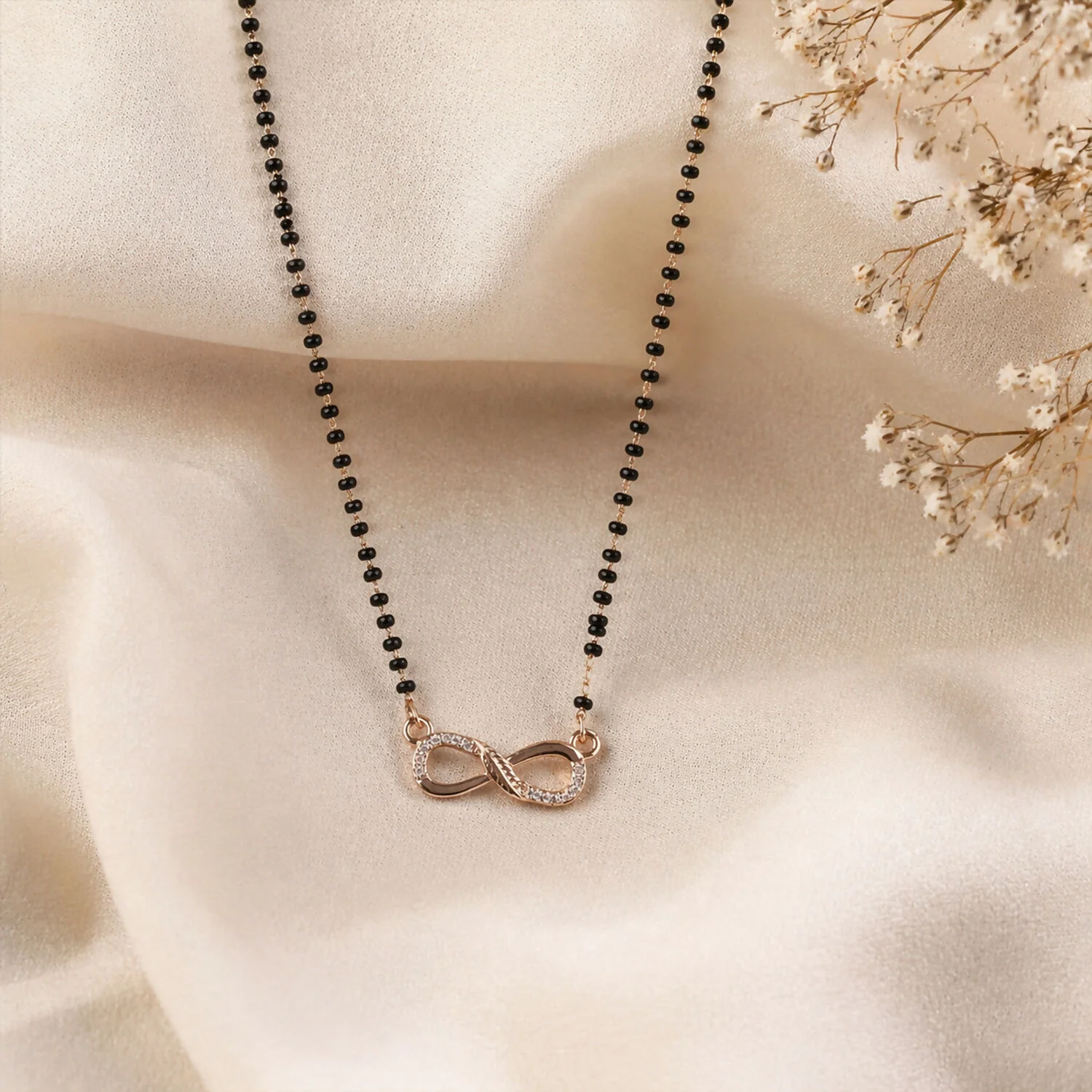 Pendant – Elegant rose gold infinity symbol with CZ stones - Image 3