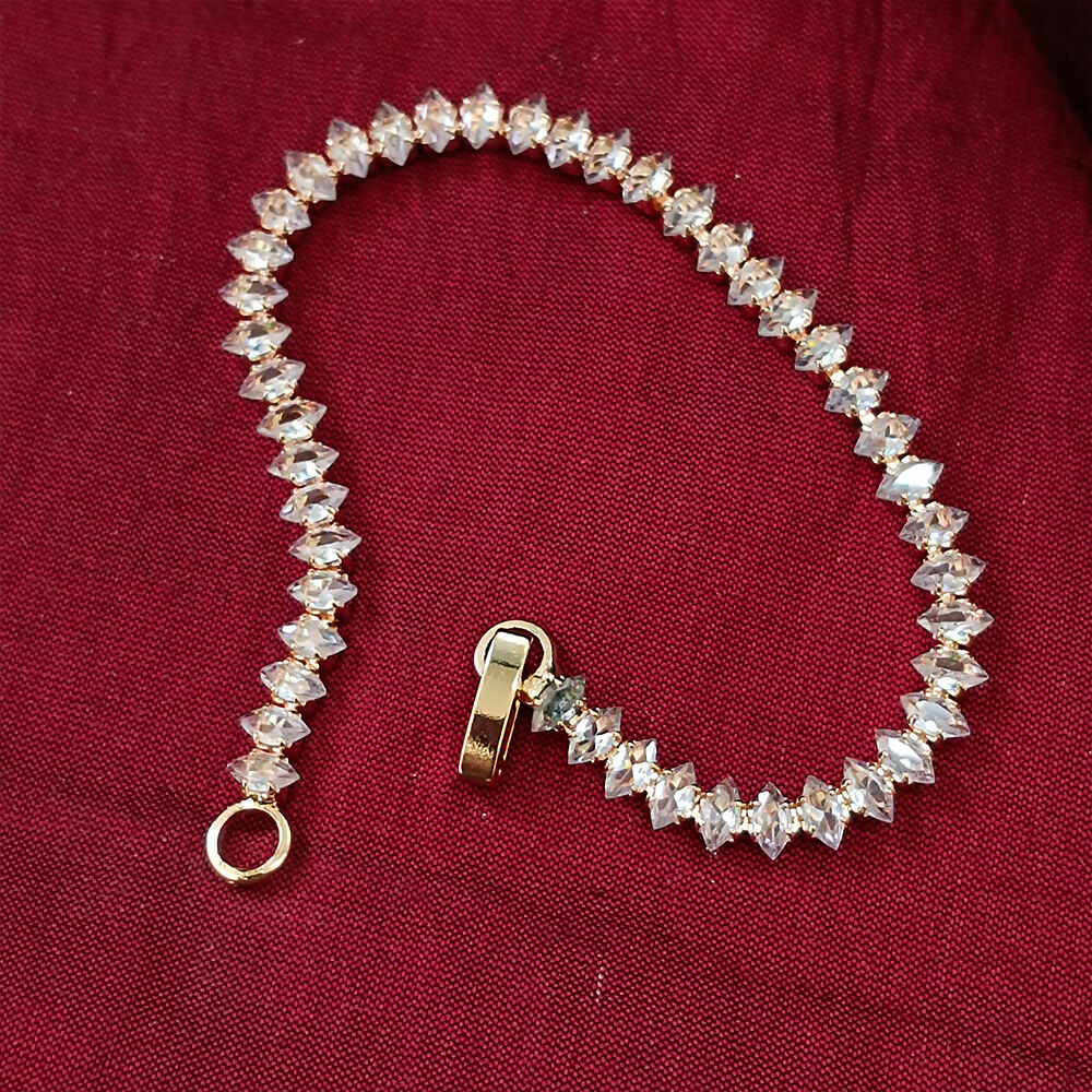 Rose Gold Plated Chain Bracelet – Elegant Ad Stone Sparkle - Image 2