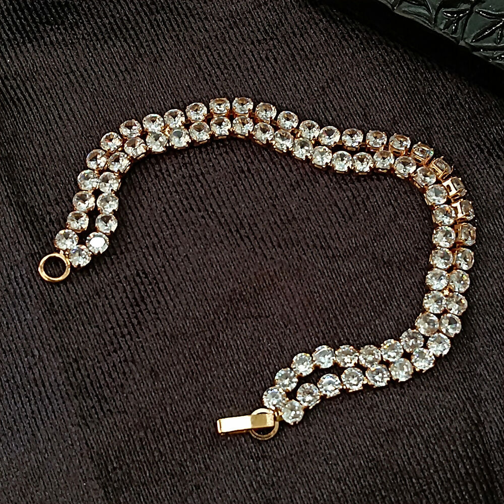 Rose Gold Plated Ad Stone Bracelet – Elegant Double Line Design - Image 3