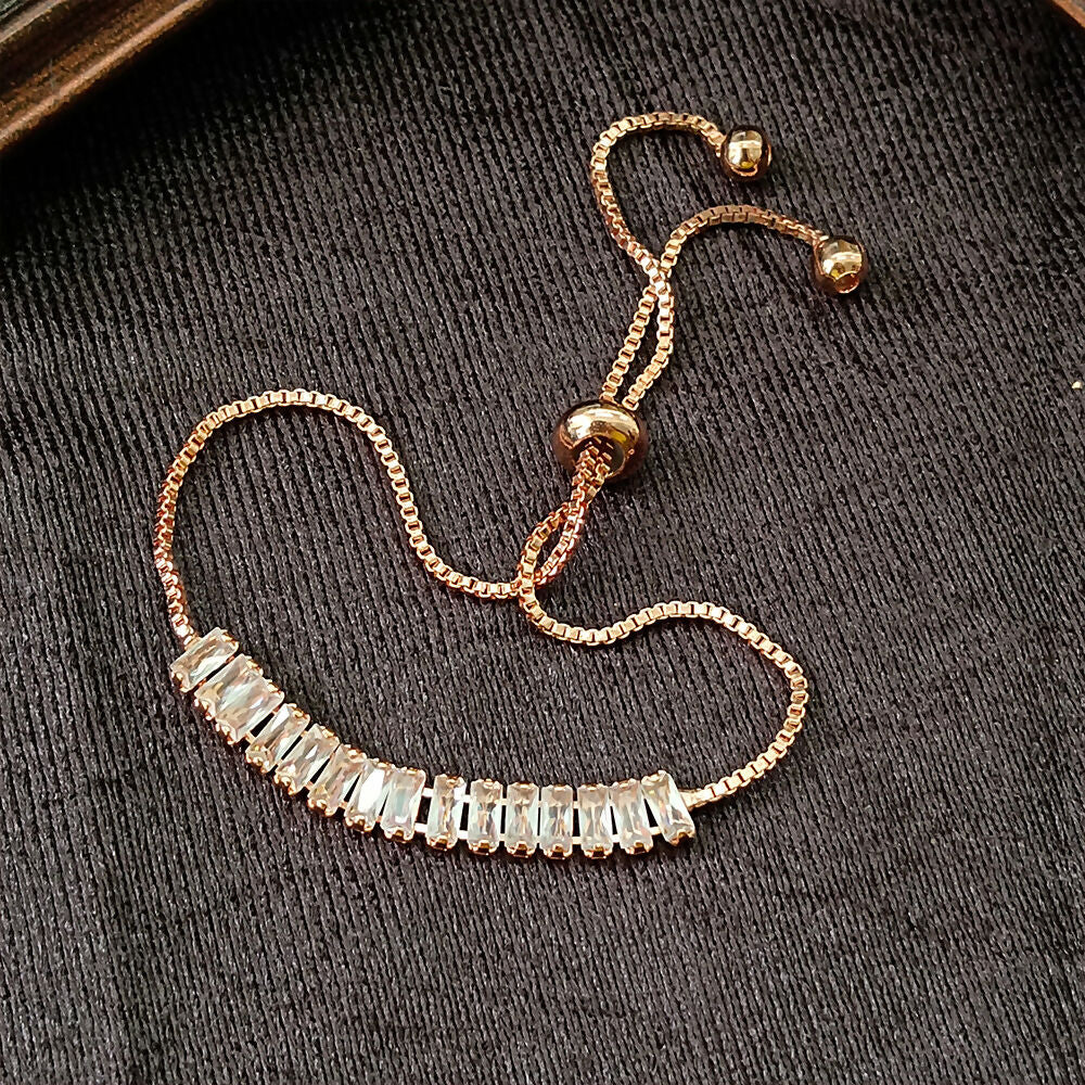 Rose Gold Plated Adjustable Bracelet with Austrian Stones - Image 3