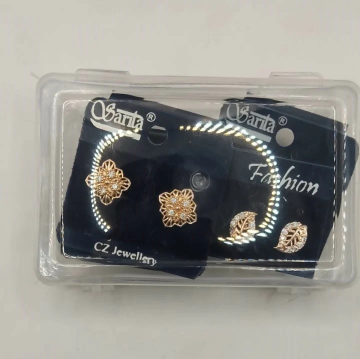 Rose Gold CZ Stud Earrings Combo – Elegant 4-Pair Set for Women - Image 5