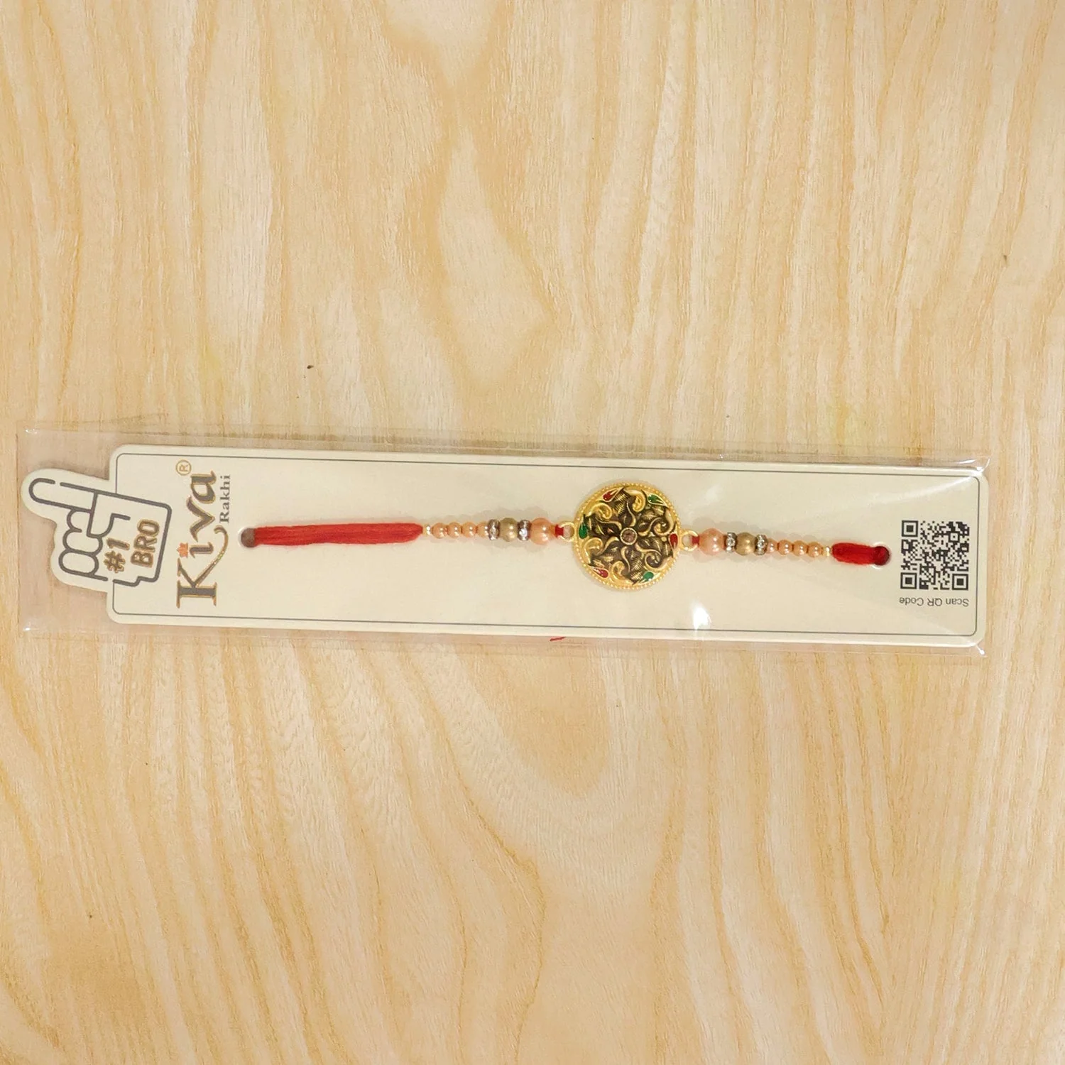 Meenakari Rakhi for Brother – Antique Floral Pearl Bead - Image 6