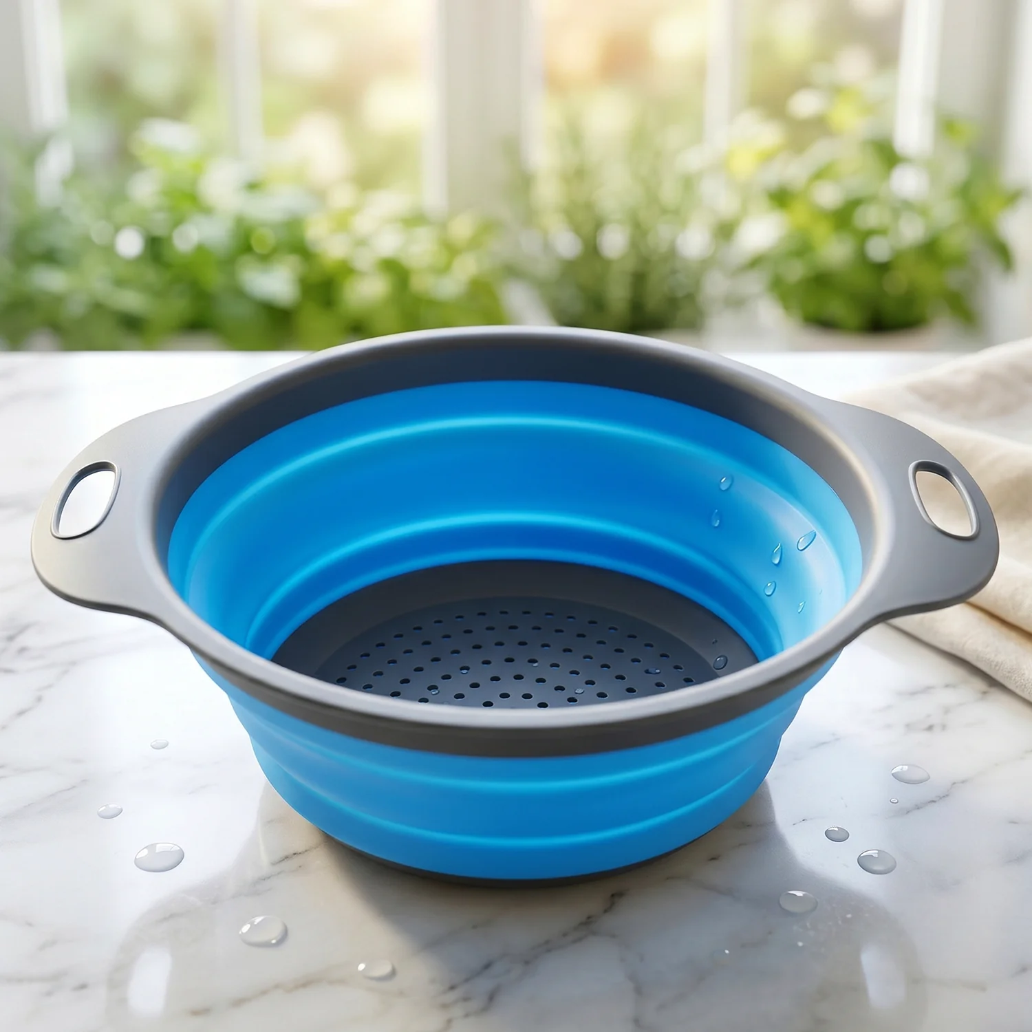 Foldable Silicone Strainer – Space-Saving Kitchen Drainer with Handles - Image 7