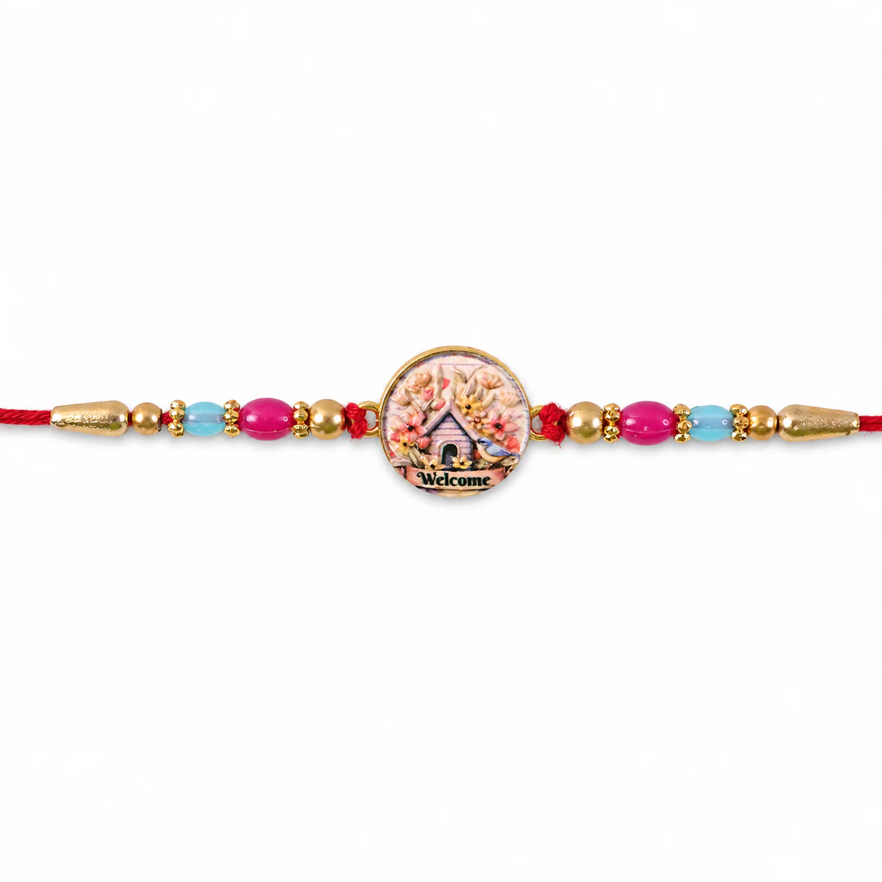 Round Design Welcome Home Charm Premium Designer Rakhi for Brother - Image 5