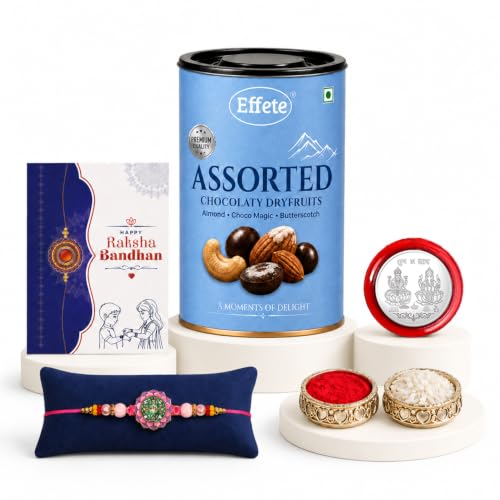 Round Floral Lotus Rakhi Combo - Raksha Bandhan Gift with Assorted Choco 96gm, Pack of 5 - Image 6