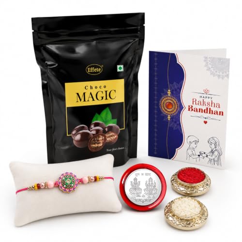 Round Floral Rakhi Combo - Raksha Bandhan Gift with Choco Magic Standy Pouch, Pack of 5 - Image 6