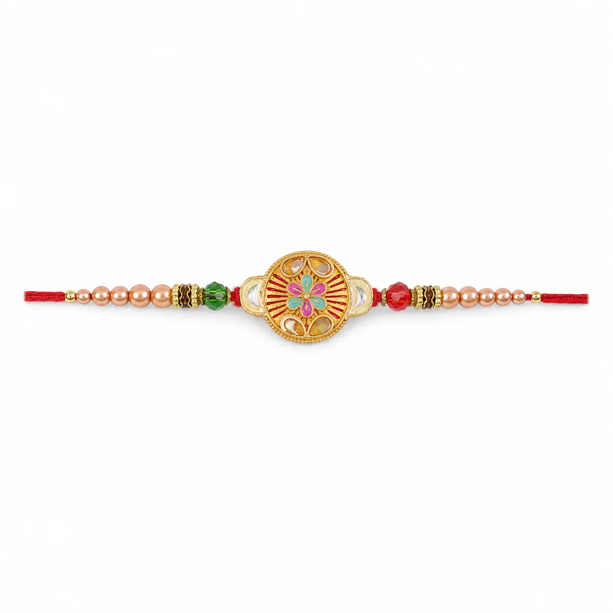 Round Mandala Beaded Designer Premium Traditional Rakhi for Brother - Image 5