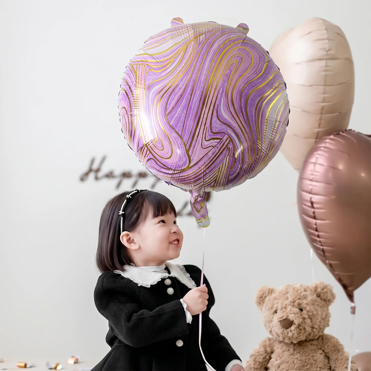 Round Marble Foil Balloon – Bright Party Decoration 15cm - Image 3