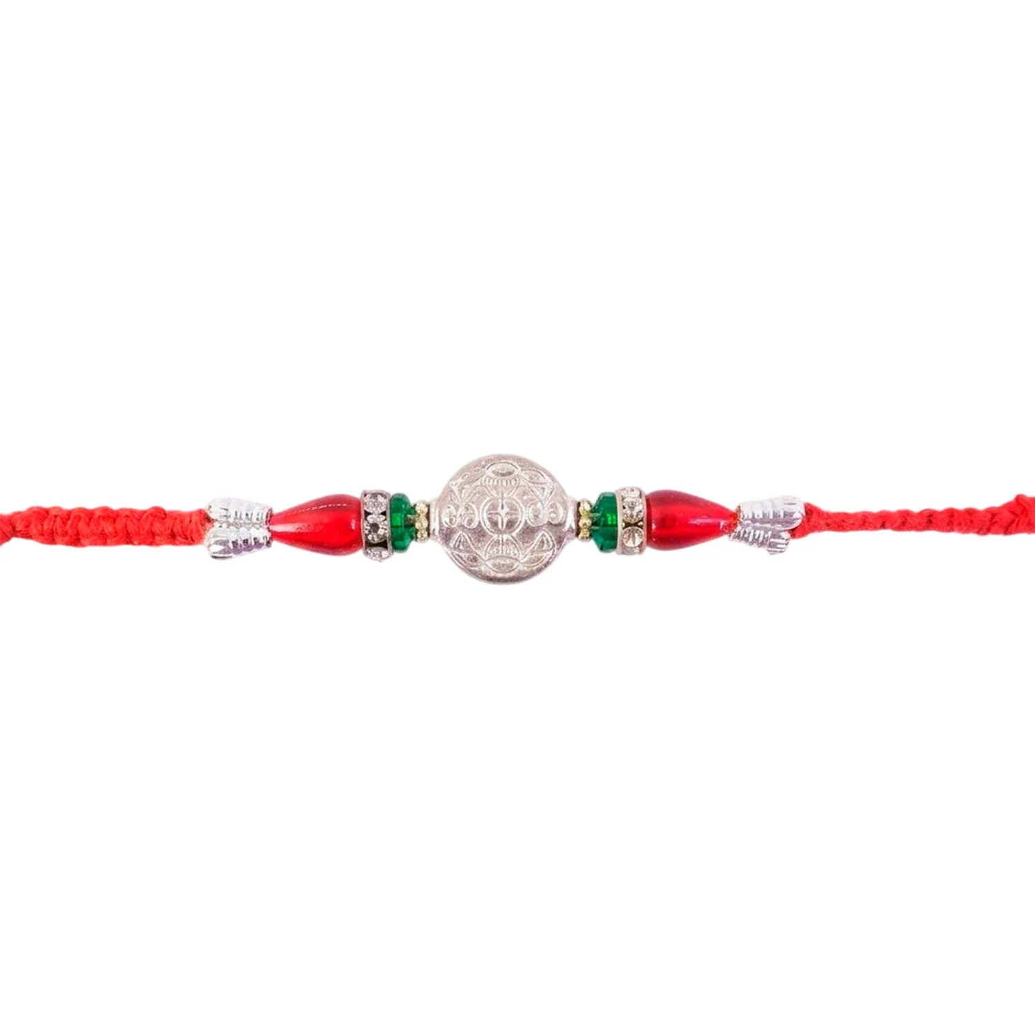 Meenakari Kundan Rakhi for Brother – Rudraksha Bead Design - Image 5