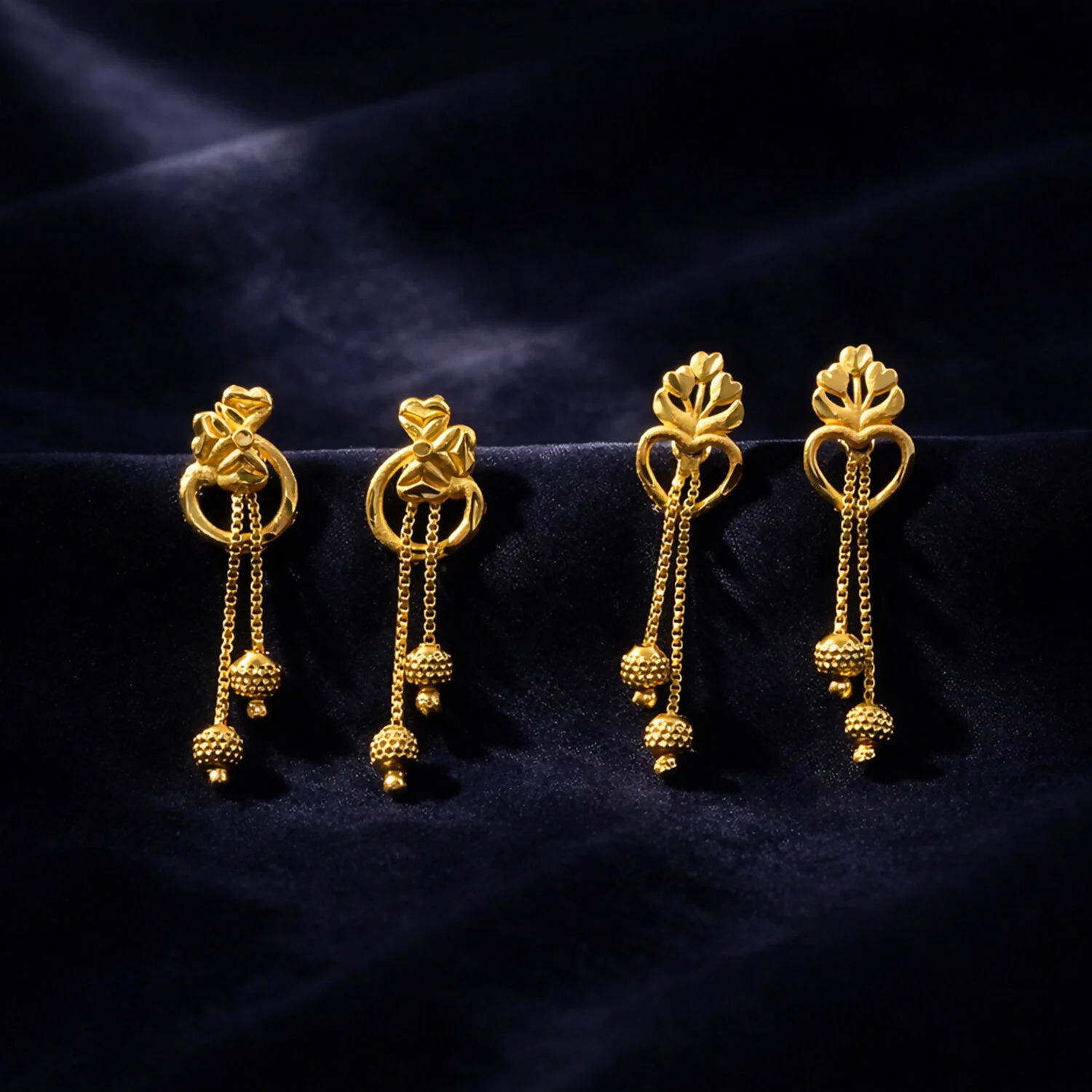 Floral Heart Drop Earrings – Elegant Traditional Jewelry for Women