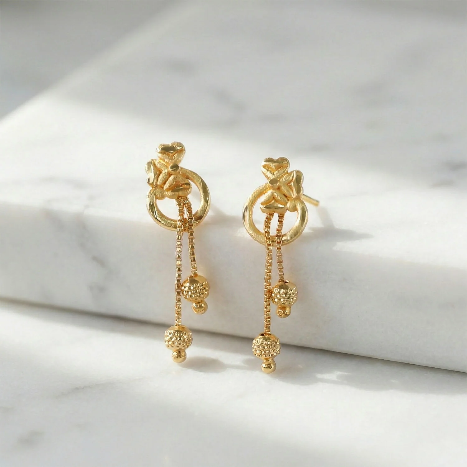 Floral Heart Drop Earrings – Elegant Traditional Jewelry for Women - Image 3