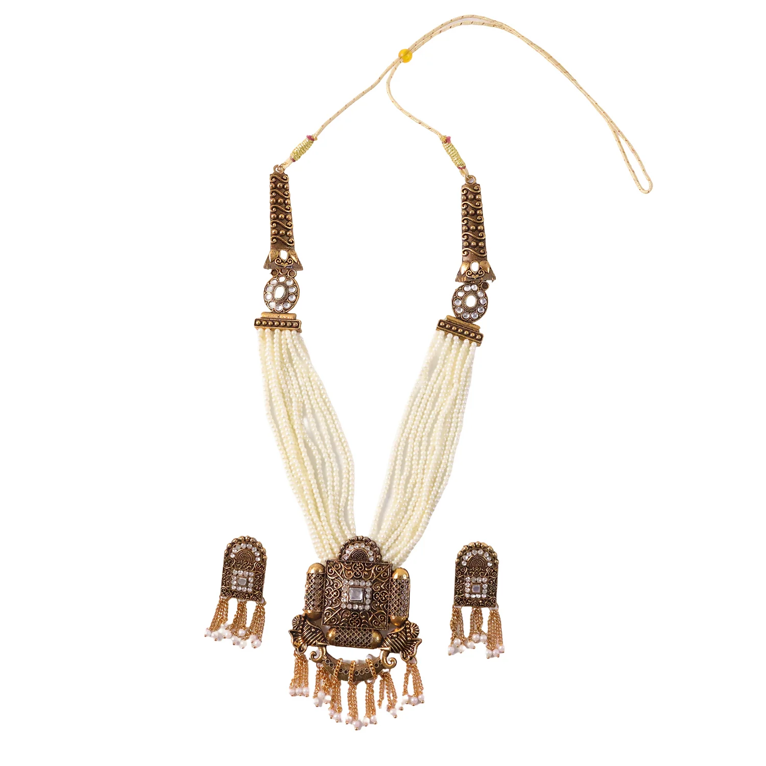 Royal Gold and Pearl Necklace Set – Elegant Traditional Jewelry - Image 5