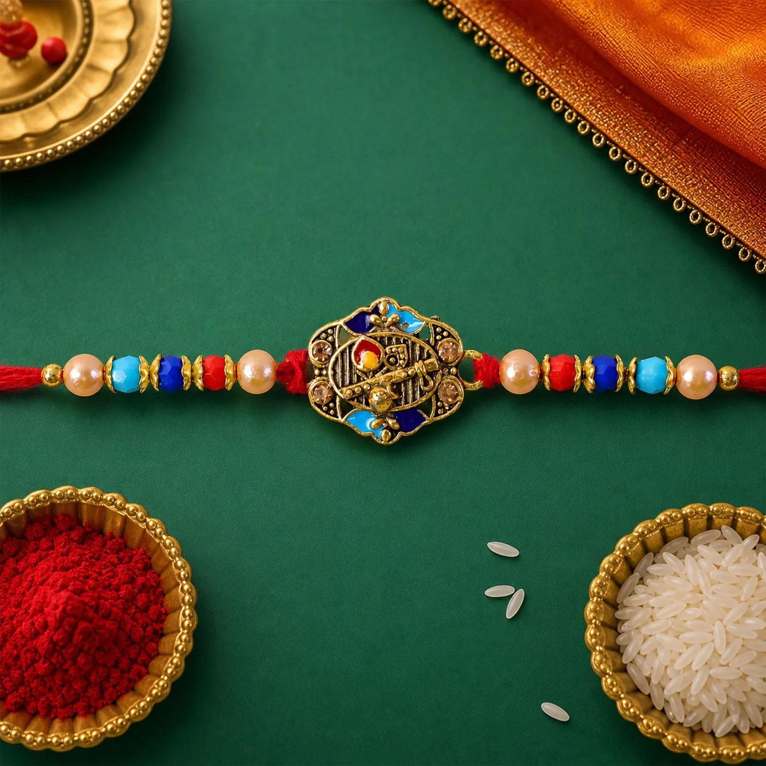 Royal Kundan Multicolor Rakhi for Brother Bhai Raksha Bandhan Festival Special Gift - Image 3