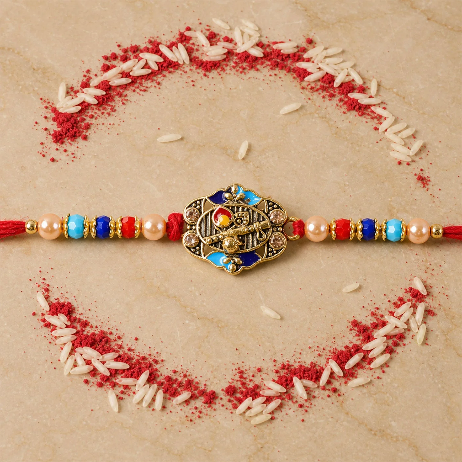 Royal Kundan Multicolor Rakhi for Brother Bhai Raksha Bandhan Festival Special Gift - Image 4