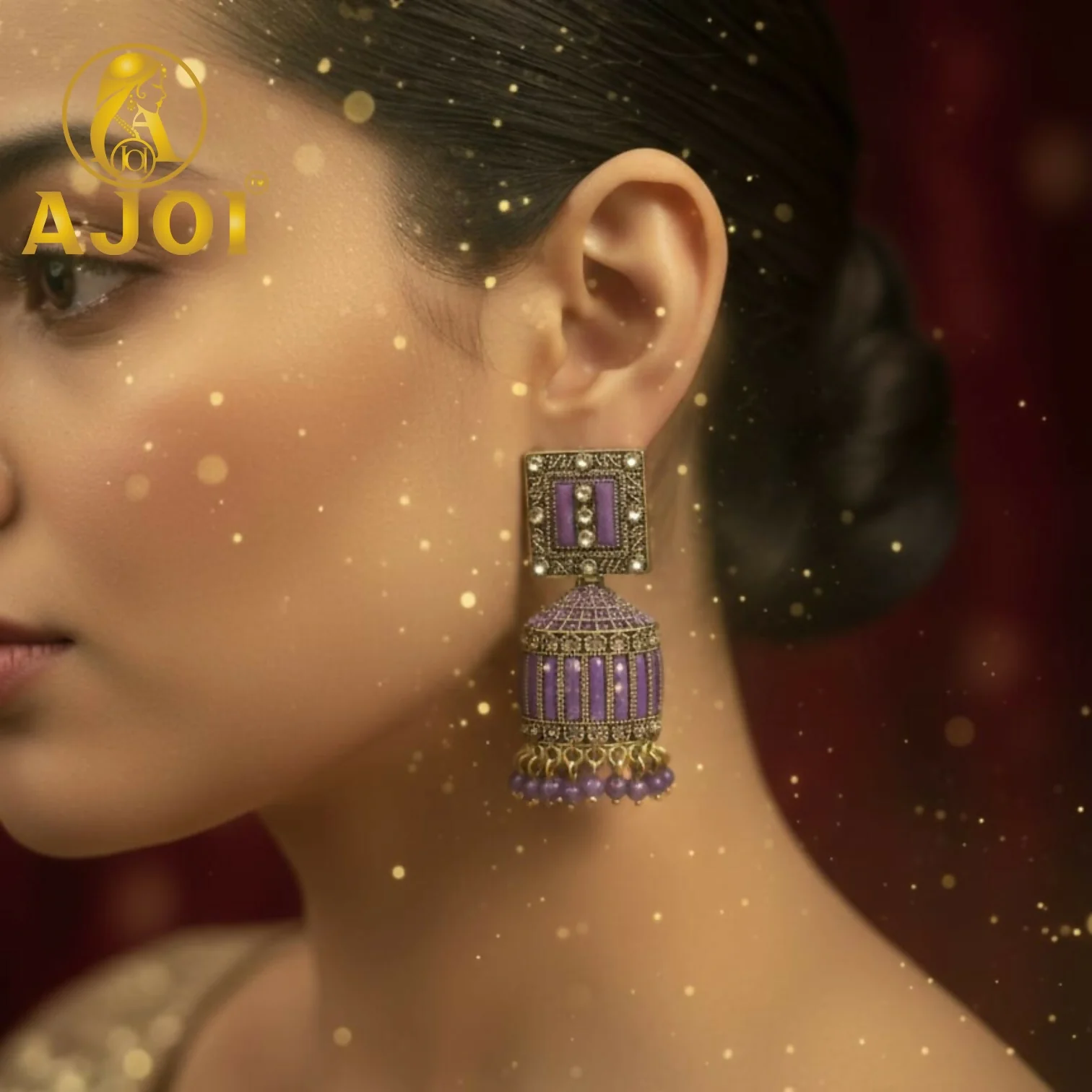 Lavender Purple Designer Earrings – Elegant Beaded Drops - Image 2