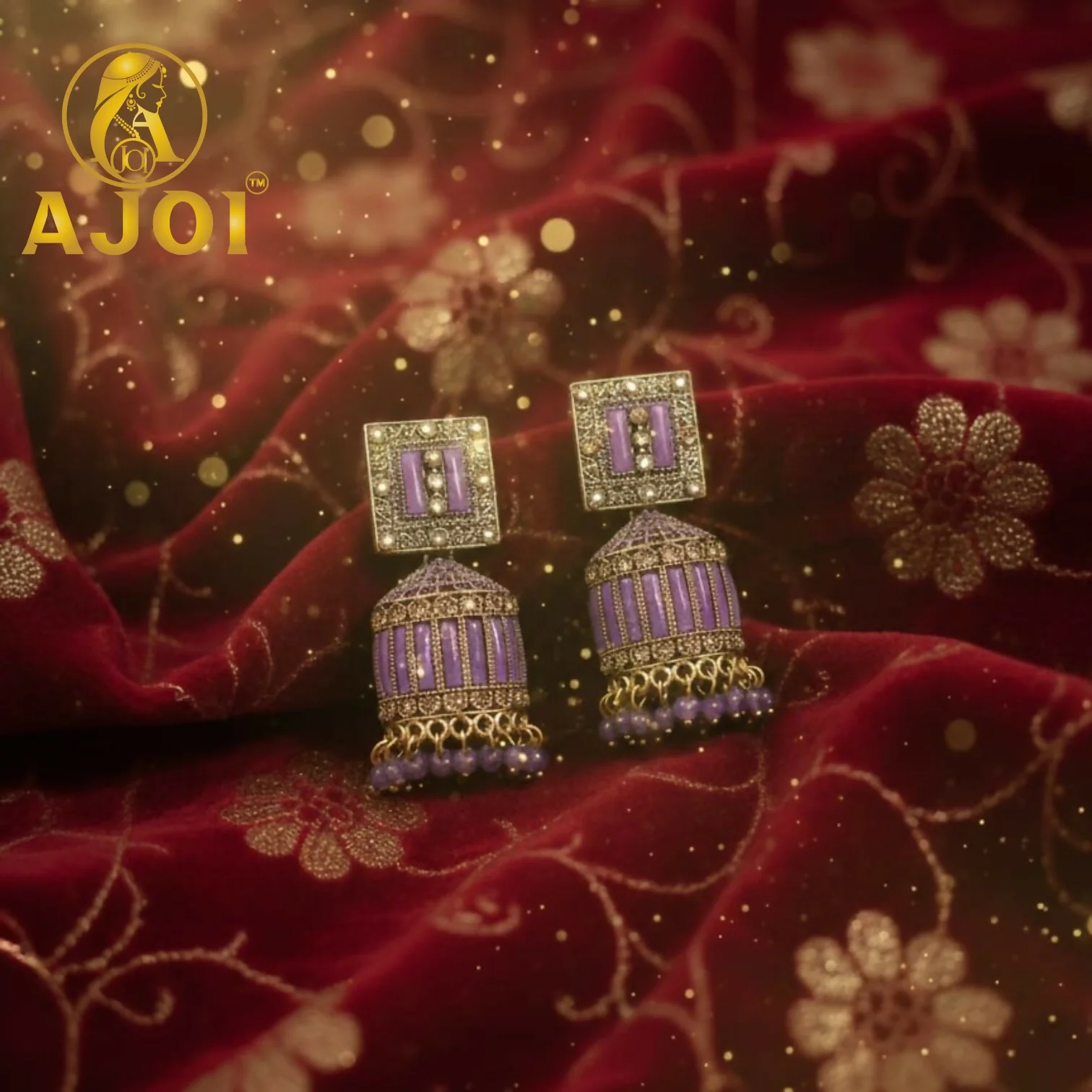 Lavender Purple Designer Earrings – Elegant Beaded Drops - Image 3