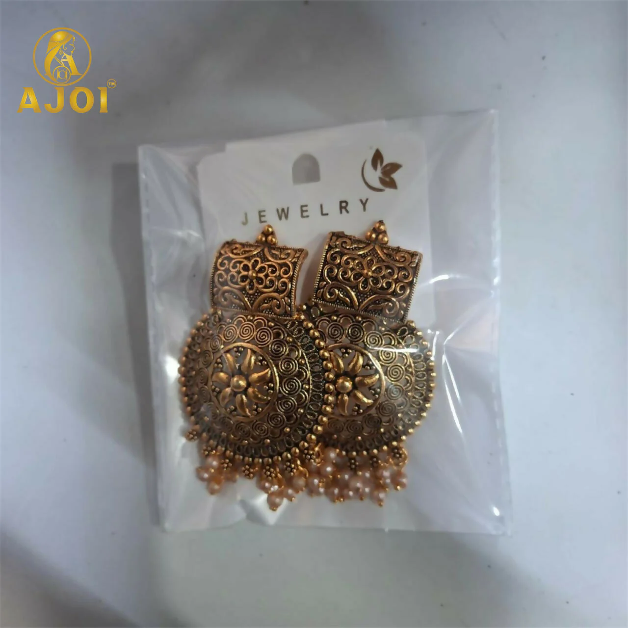 Marwadi Sun-Motif Earrings – Traditional Pearl Jhalar Design - Image 4