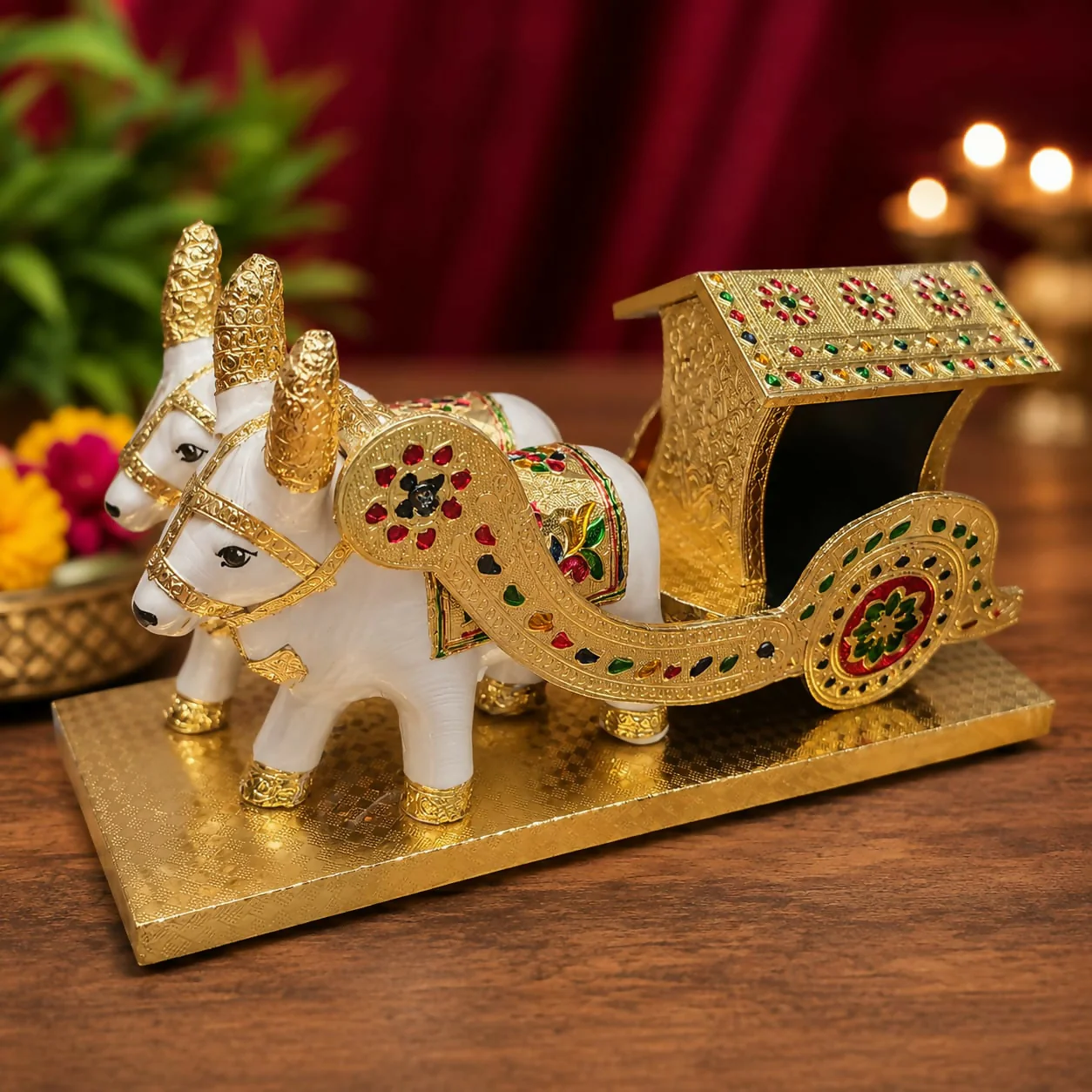 Home Decor Bullock Cart Showpiece – Elegant Indian Handicraft - Image 2