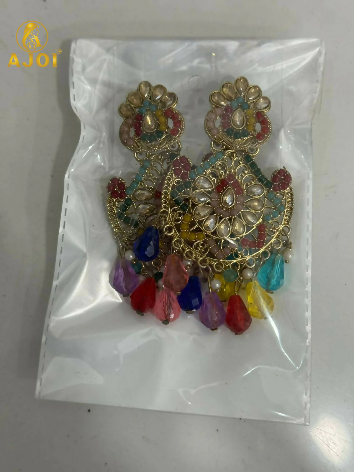 Kundan Chandbali Earrings – Royal Multicolor Antique Gold Finish - Image 5