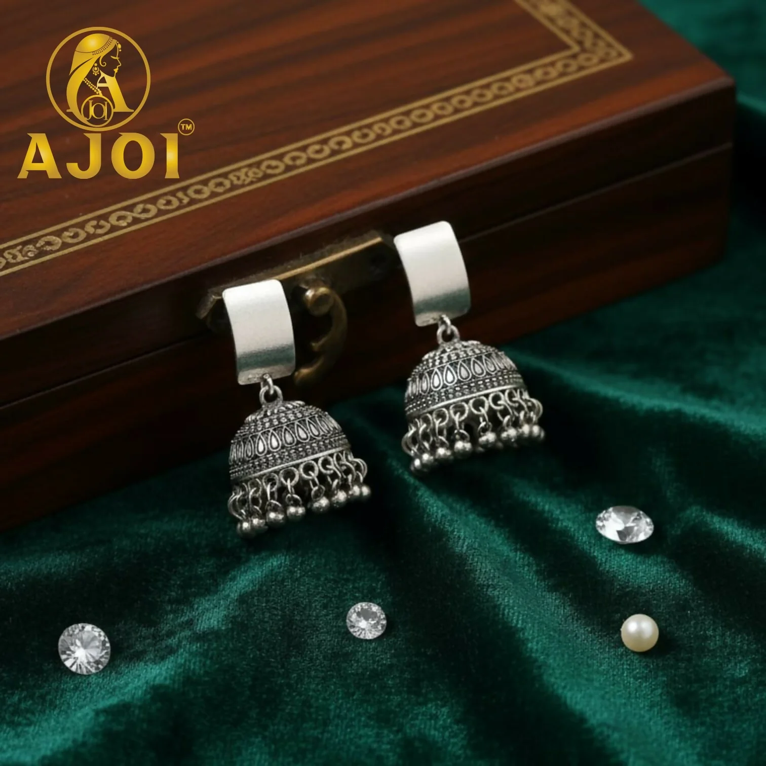 Oxidised Silver Dome Jhumka Earrings – Traditional Ghungroo Charm - Image 4