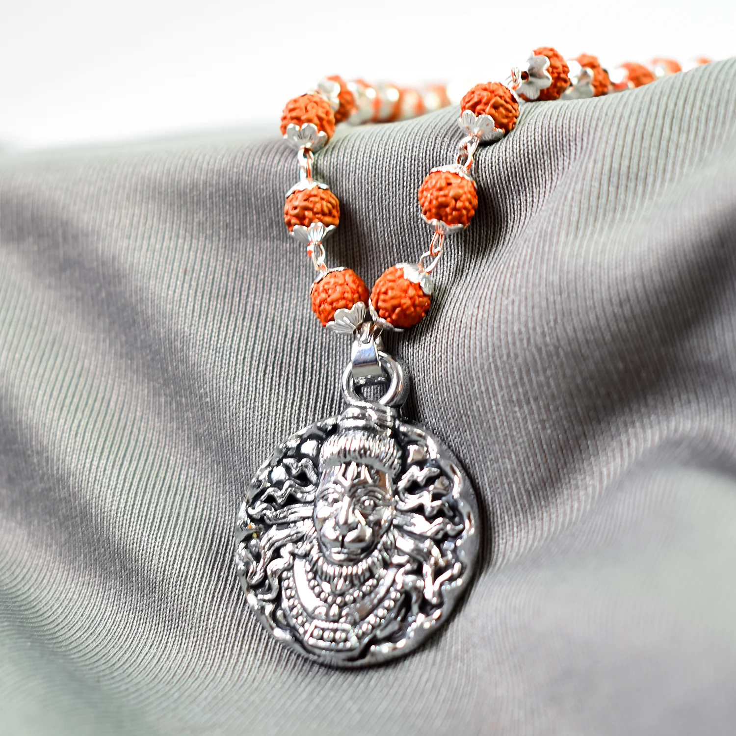 Rudraksha Hanumanji Chain – Spiritual Protection Pendant | BBJ - Image 3